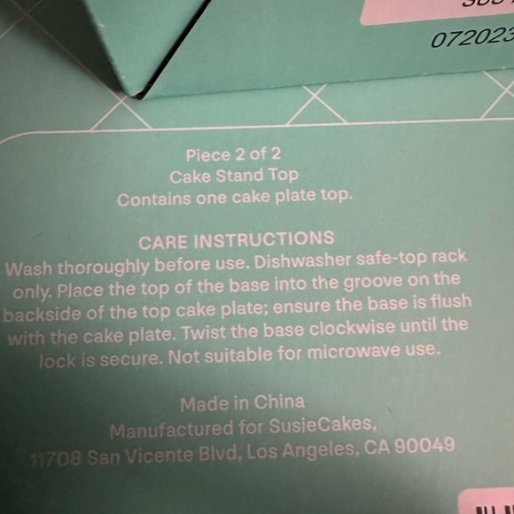 Susie Cakes Cake Stand Base & Cake Stand Top Light Blue - Brand New in Boxes - Picture 7 of 11